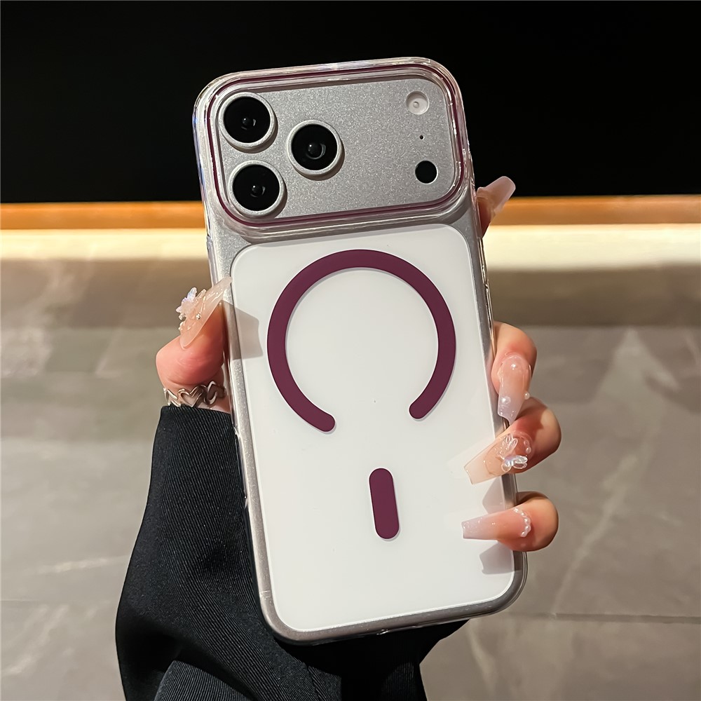  iPhone 18 Pro / 17 Pro Skal MagSafe Transparent/Vinröd