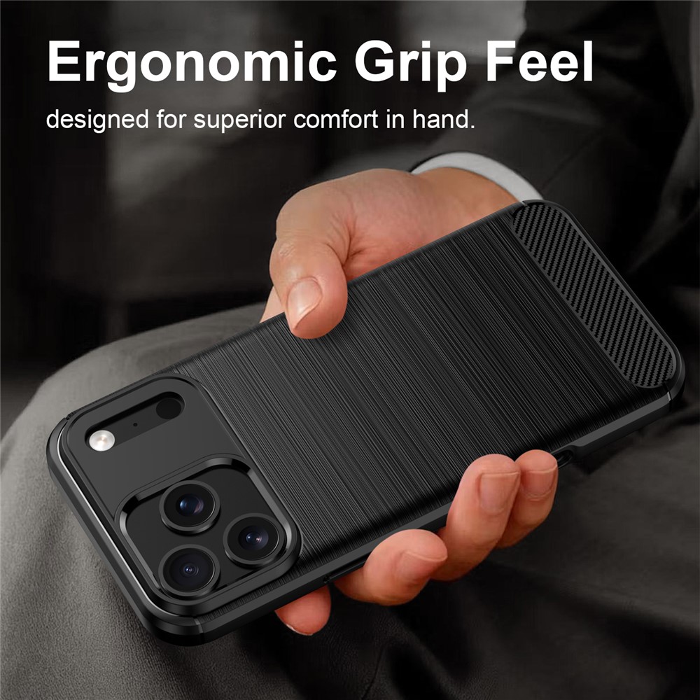  iPhone 18 Pro / 17 Pro Skal TPU Kolfiber Textur Svart