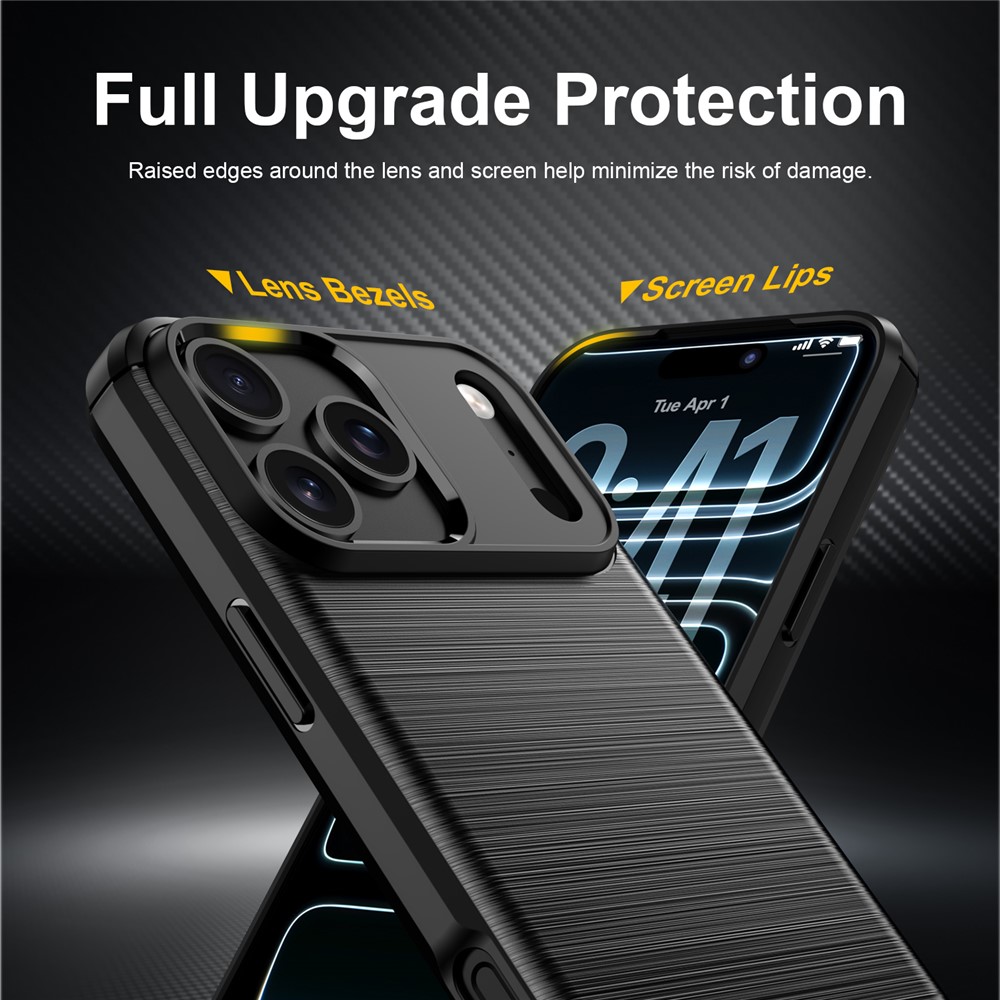  iPhone 18 Pro / 17 Pro Skal TPU Kolfiber Textur Svart