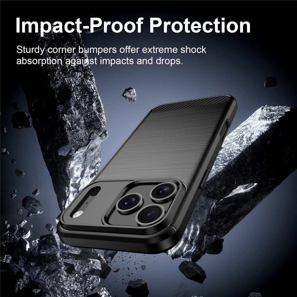  iPhone 18 Pro / 17 Pro Skal TPU Kolfiber Textur Svart