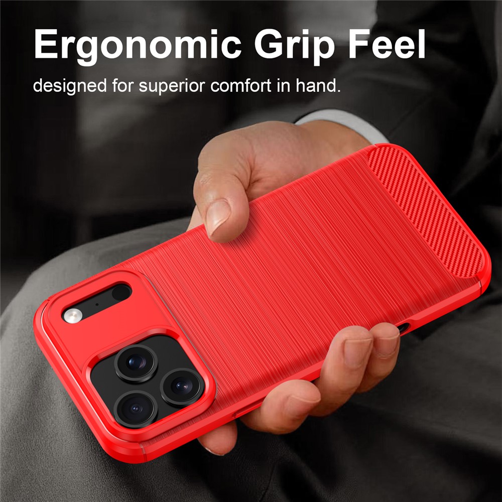  iPhone 18 Pro / 17 Pro Skal TPU Kolfiber Textur Röd