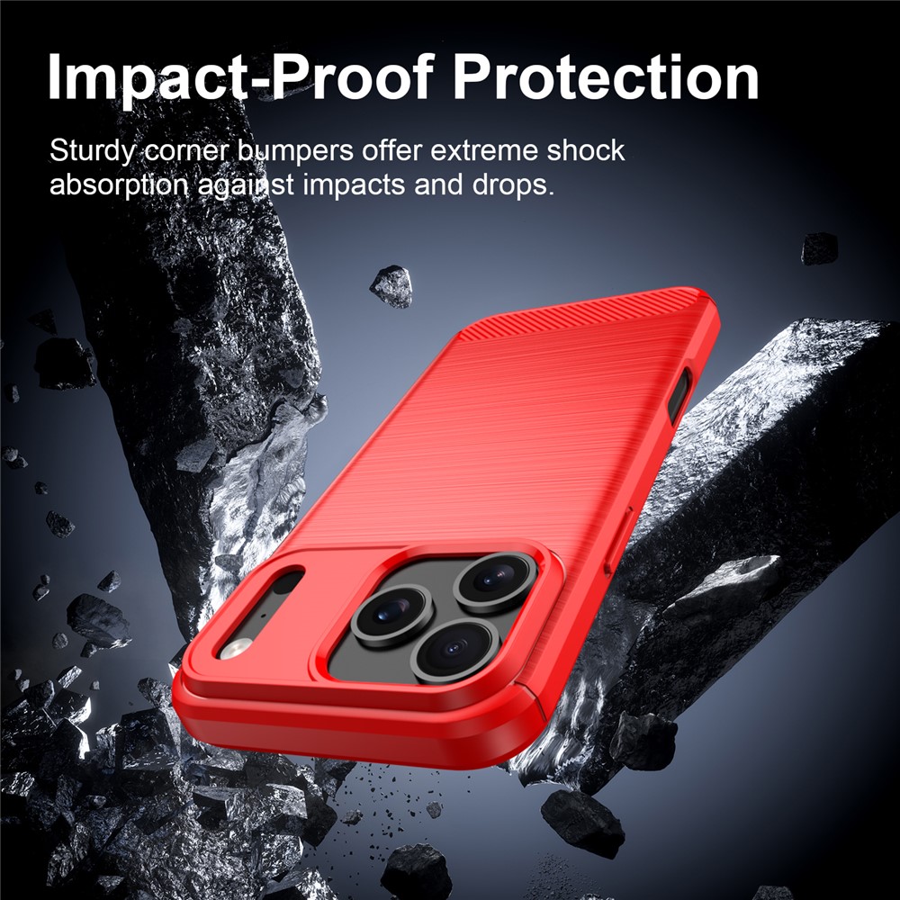  iPhone 18 Pro / 17 Pro Skal TPU Kolfiber Textur Röd