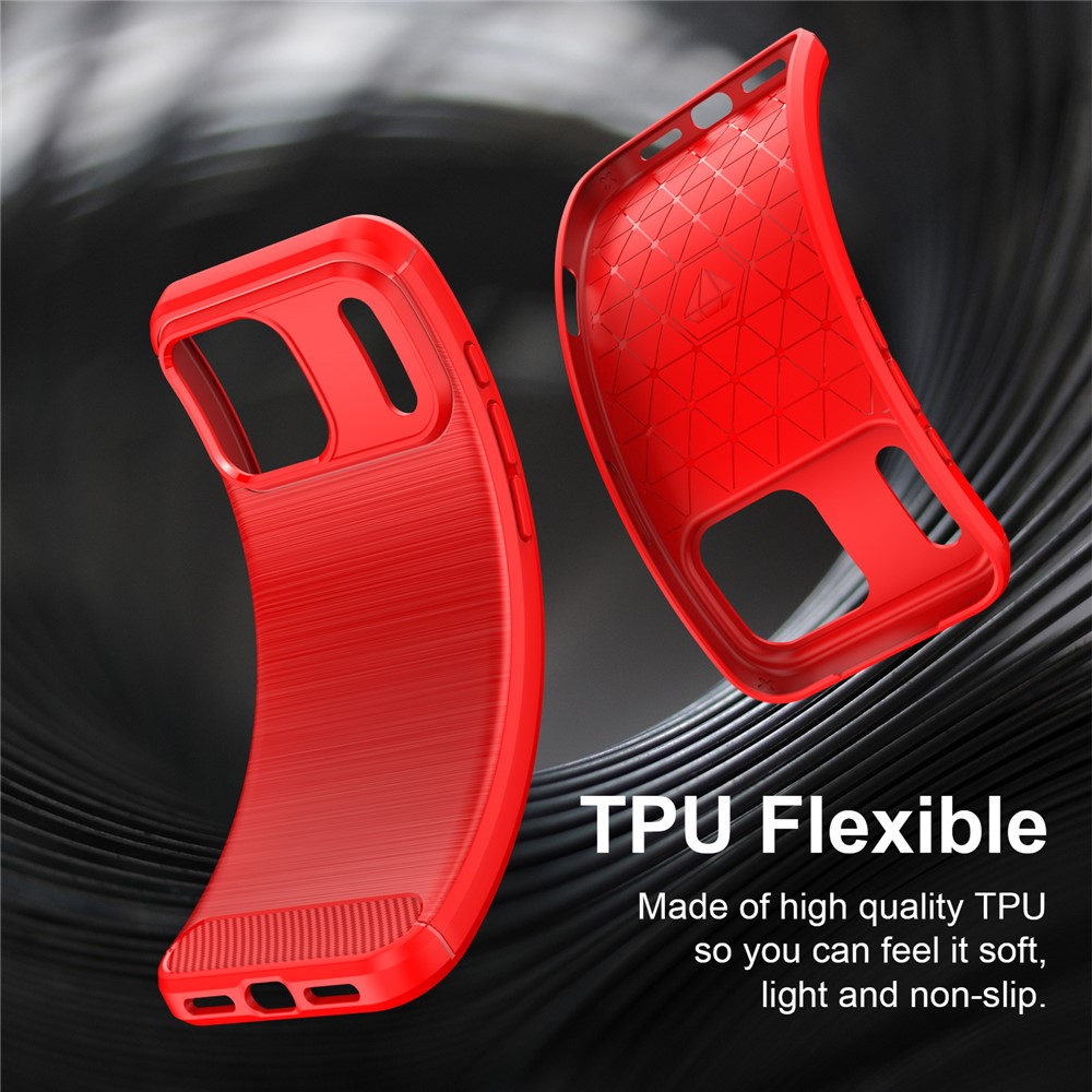  iPhone 18 Pro / 17 Pro Skal TPU Kolfiber Textur Röd