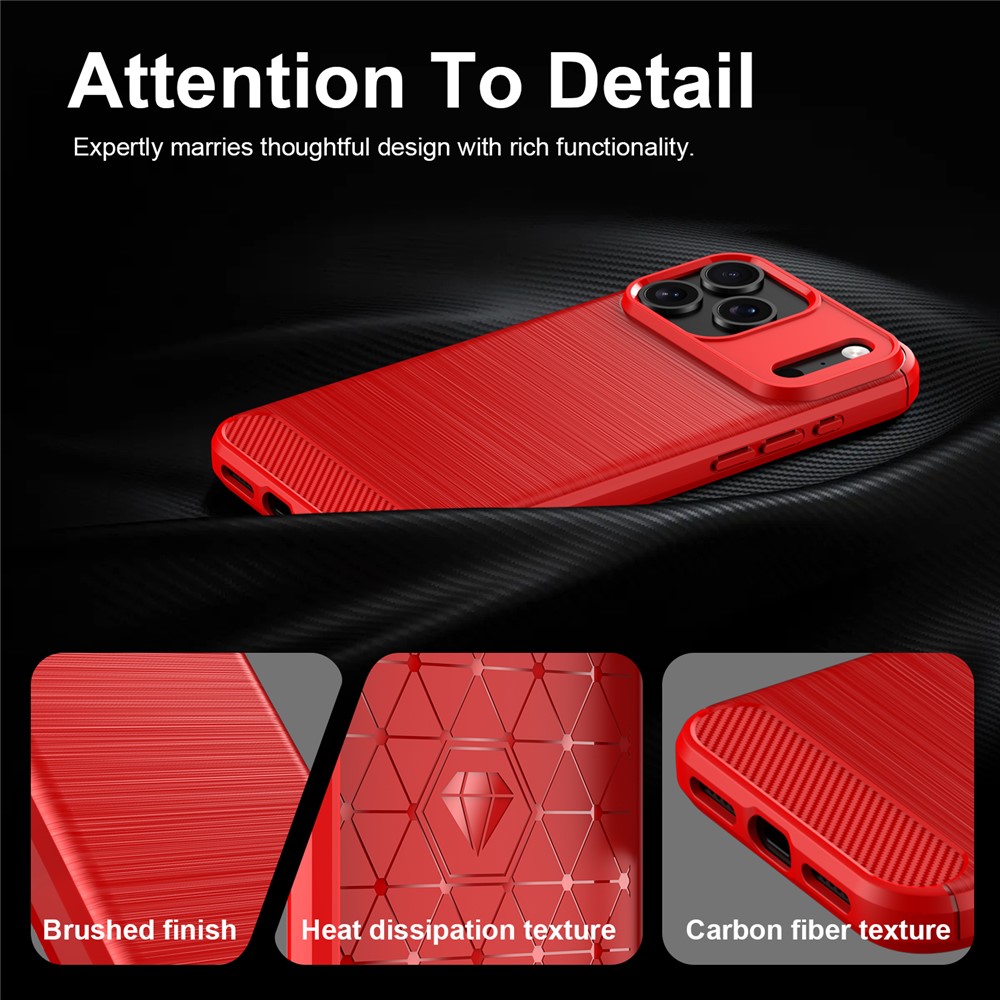  iPhone 18 Pro / 17 Pro Skal TPU Kolfiber Textur Röd