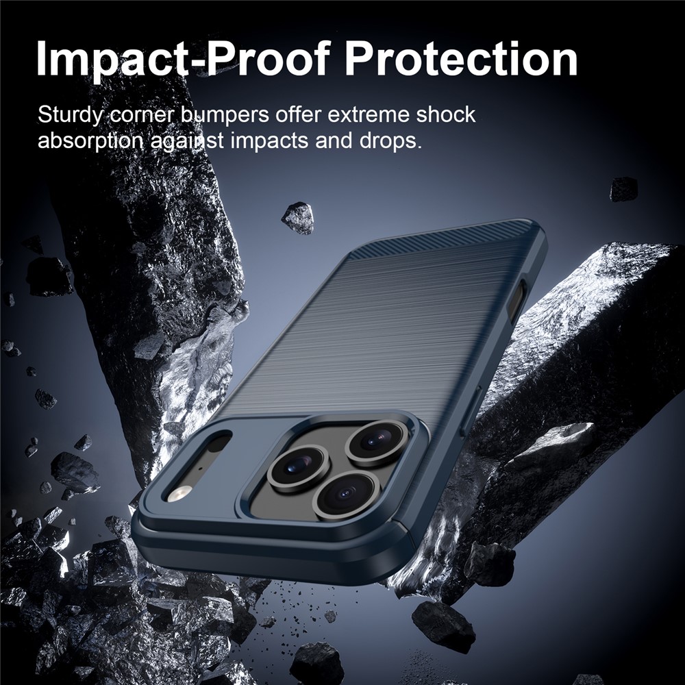  iPhone 18 Pro / 17 Pro Skal TPU Kolfiber Textur Blå