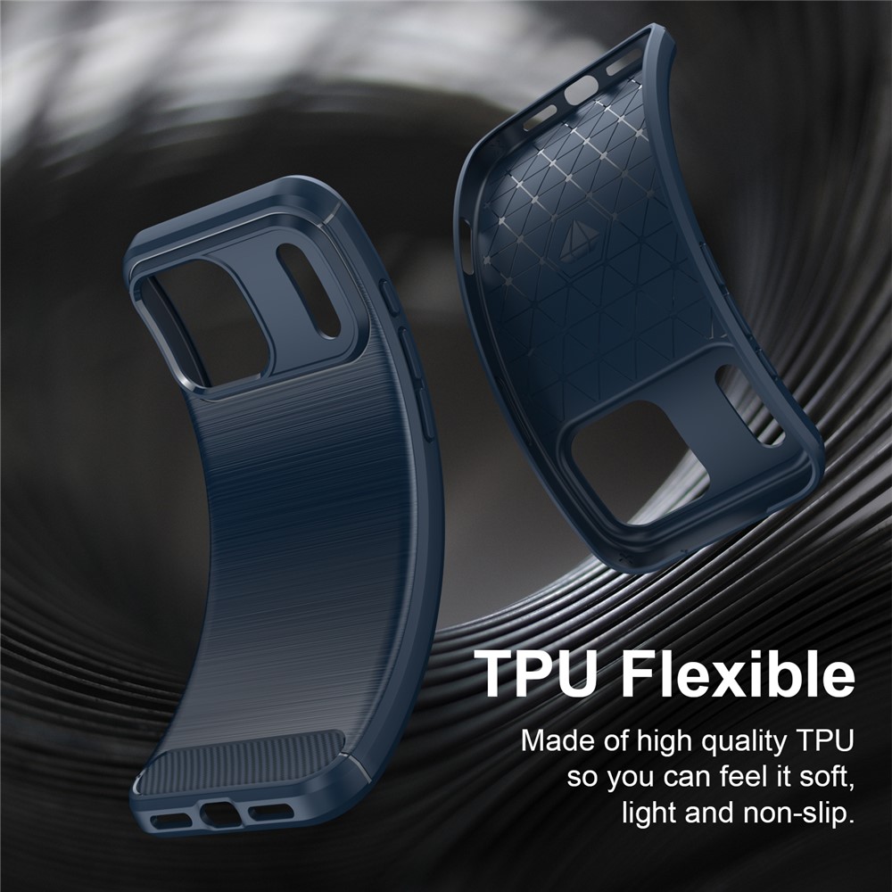  iPhone 18 Pro / 17 Pro Skal TPU Kolfiber Textur Blå