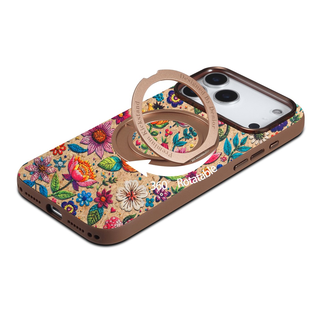 DENIOR DENIOR iPhone 18 Pro / 17 Pro Skal MagSafe Ringstativ Blommor