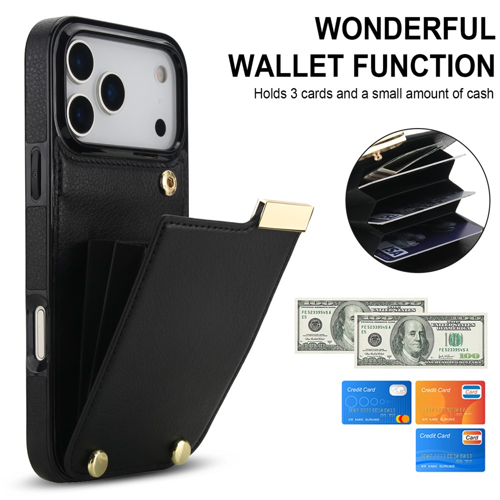  iPhone 18 Pro / 17 Pro Skal Med Kortfack Svart