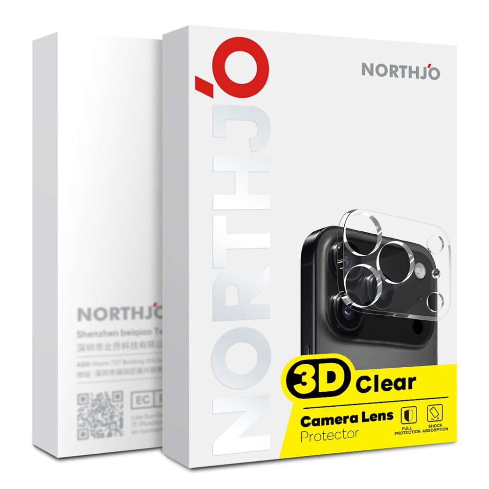 NORTHJO NORTHJO iPhone 18 Pro 2-PACK Linsskydd Härdat Glas