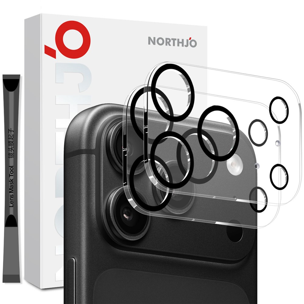 NORTHJO NORTHJO iPhone 18 Pro 2-PACK Linsskydd Svarta Ringar