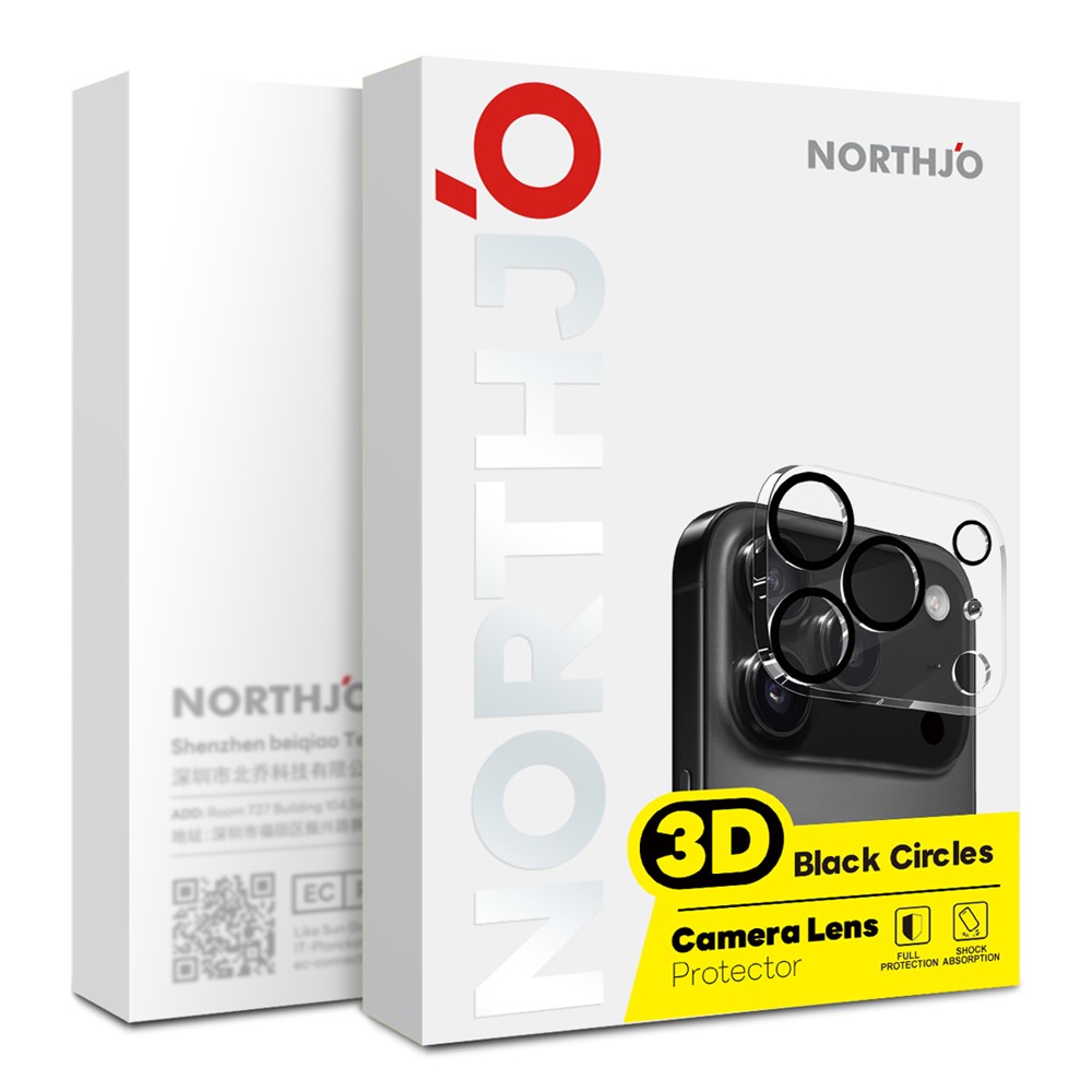 NORTHJO NORTHJO iPhone 18 Pro 2-PACK Linsskydd Svarta Ringar
