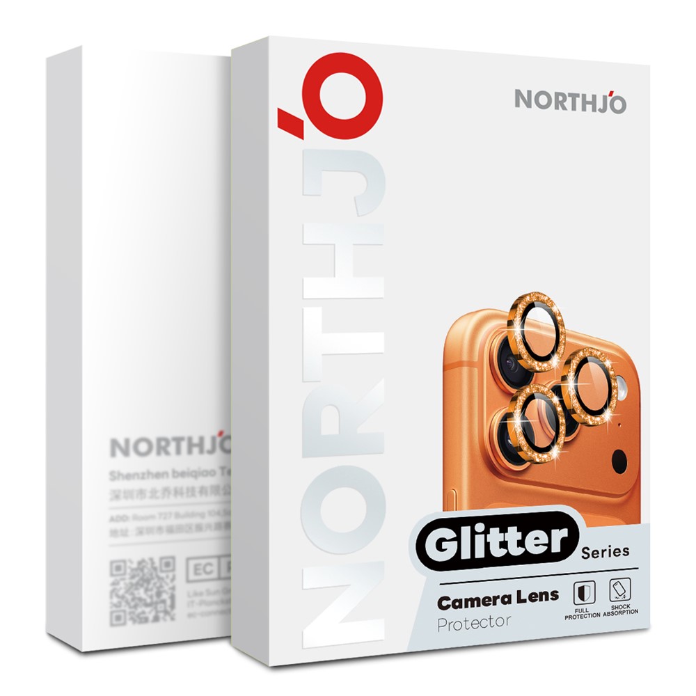NORTHJO NORTHJO iPhone 18 Pro/18 Pro Max Linsskydd Glitter