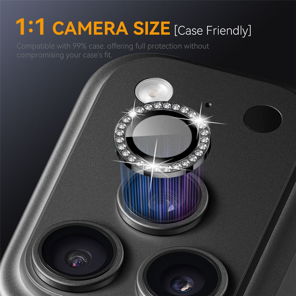 NORTHJO NORTHJO iPhone 18 Pro/18 Pro Max Linsskydd Strass Svart