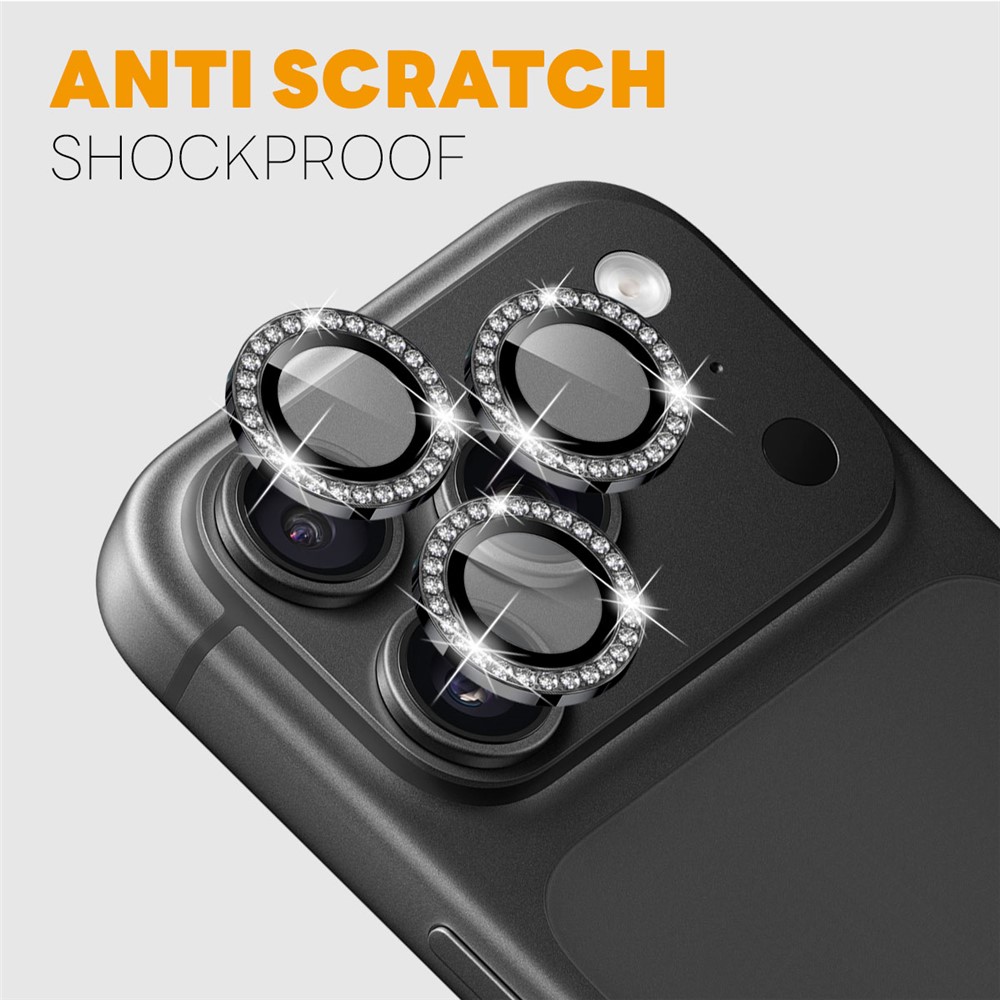 NORTHJO NORTHJO iPhone 18 Pro/18 Pro Max Linsskydd Strass Svart