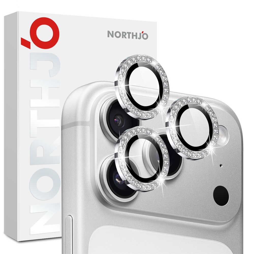 NORTHJO NORTHJO iPhone 18 Pro/18 Pro Max Linsskydd Strass Silver