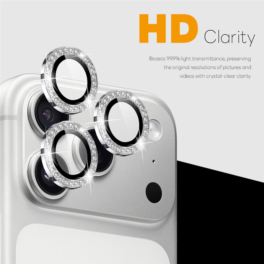 NORTHJO NORTHJO iPhone 18 Pro/18 Pro Max Linsskydd Strass Silver