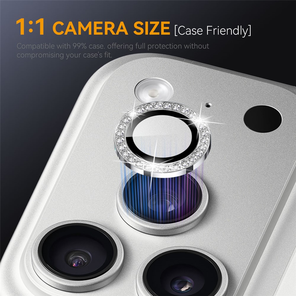 NORTHJO NORTHJO iPhone 18 Pro/18 Pro Max Linsskydd Strass Silver