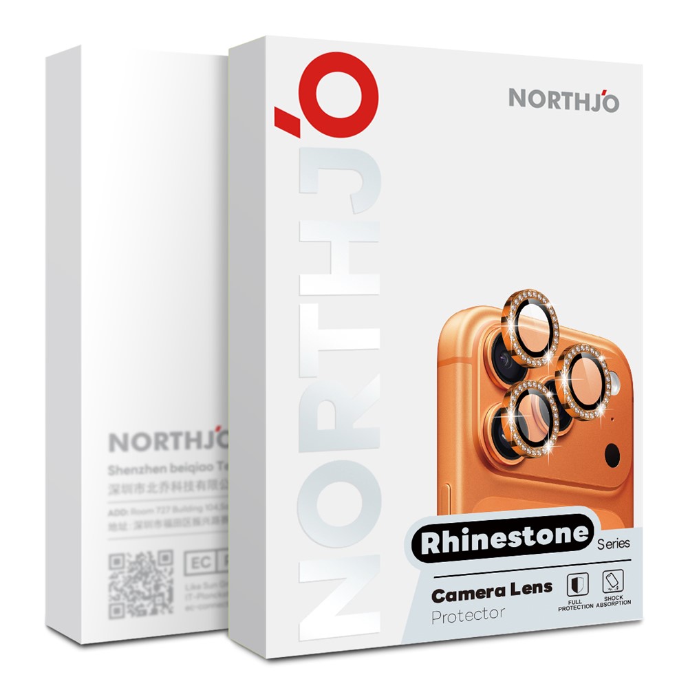 NORTHJO NORTHJO iPhone 18 Pro/18 Pro Max Linsskydd Strass Silver