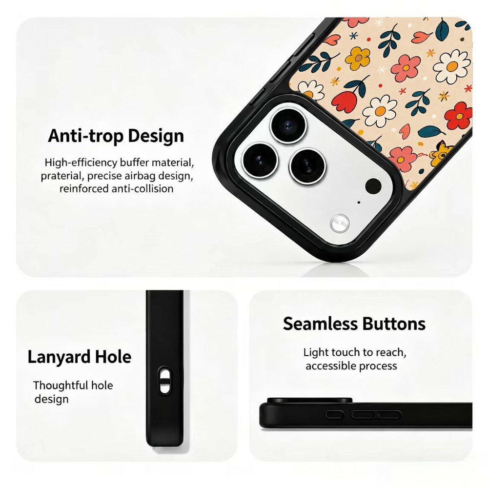  iPhone 18 Pro Max/17 Pro Max Skal MagSafe UV-Mönster Blommor