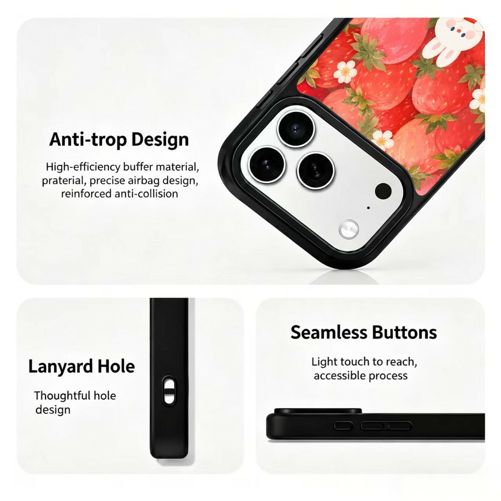  iPhone 18 Pro Max/17 Pro Max Skal MagSafe UV-Mönster Jordgubbar