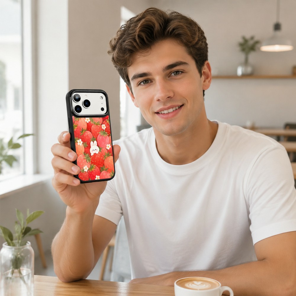  iPhone 18 Pro Max/17 Pro Max Skal MagSafe UV-Mönster Jordgubbar