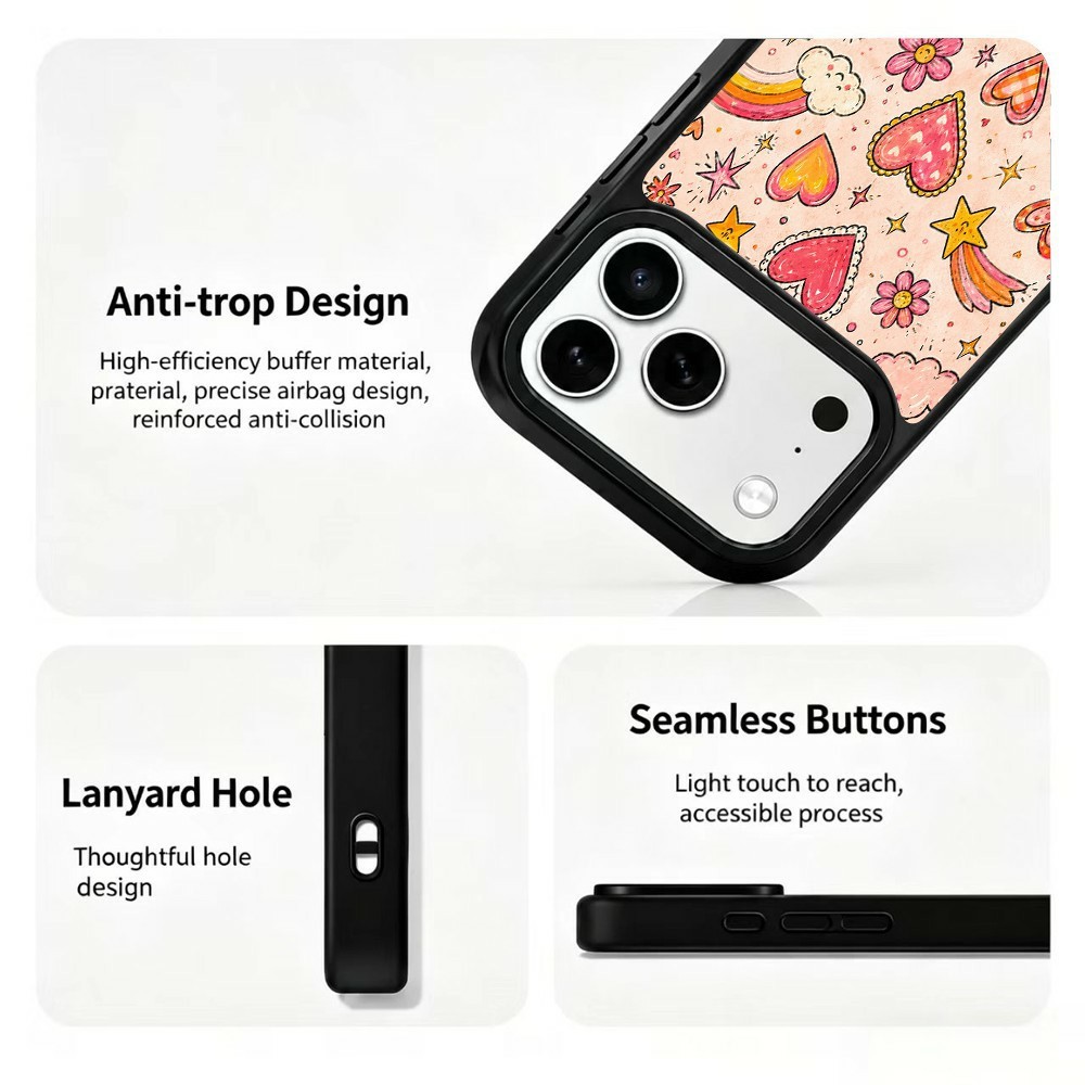  iPhone 18 Pro Max/17 Pro Max Skal MagSafe UV-Mönster Hjärtan