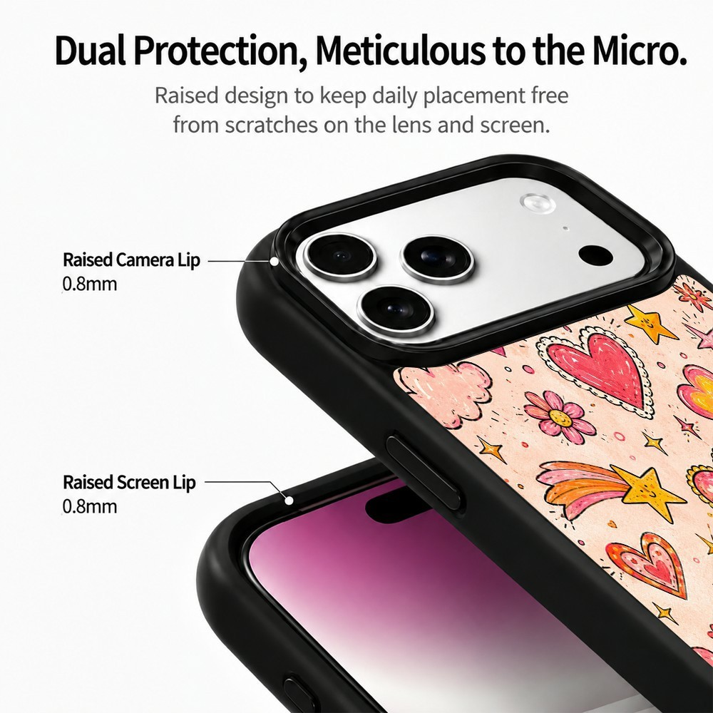  iPhone 18 Pro Max/17 Pro Max Skal MagSafe UV-Mönster Hjärtan