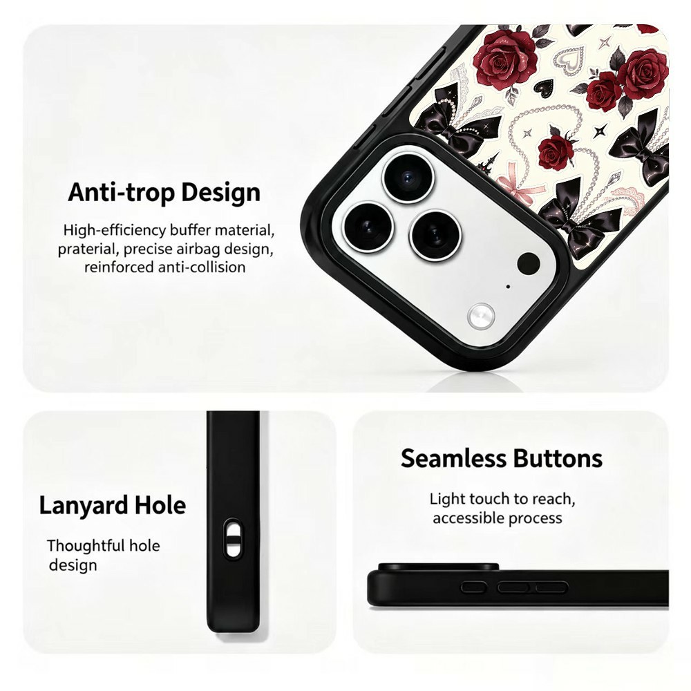  iPhone 18 Pro Max/17 Pro Max Skal MagSafe UV-Mönster Rosor