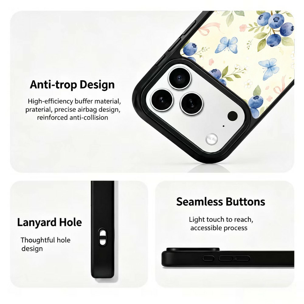  iPhone 18 Pro Max/17 Pro Max Skal MagSafe UV-Mönster Blåbär