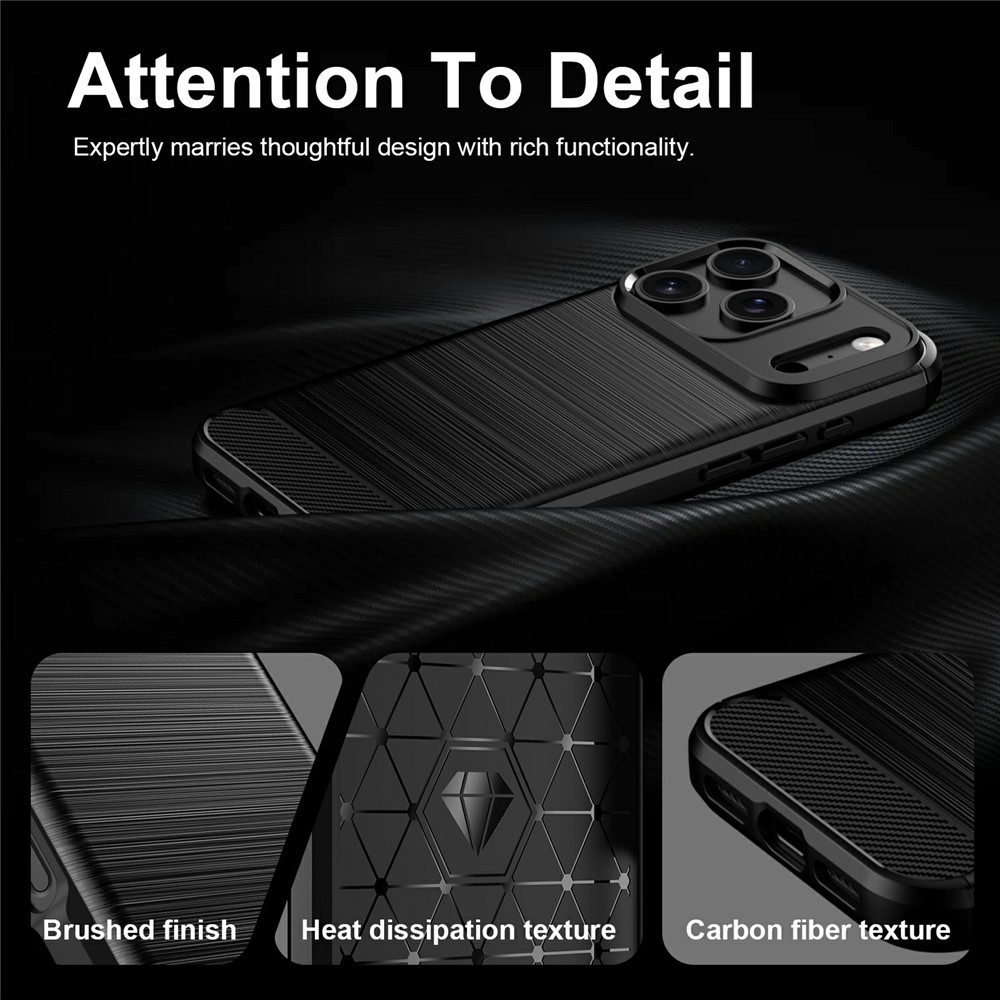  iPhone 18 Pro Max/17 Pro Max Skal Kolfiber Textur Svart
