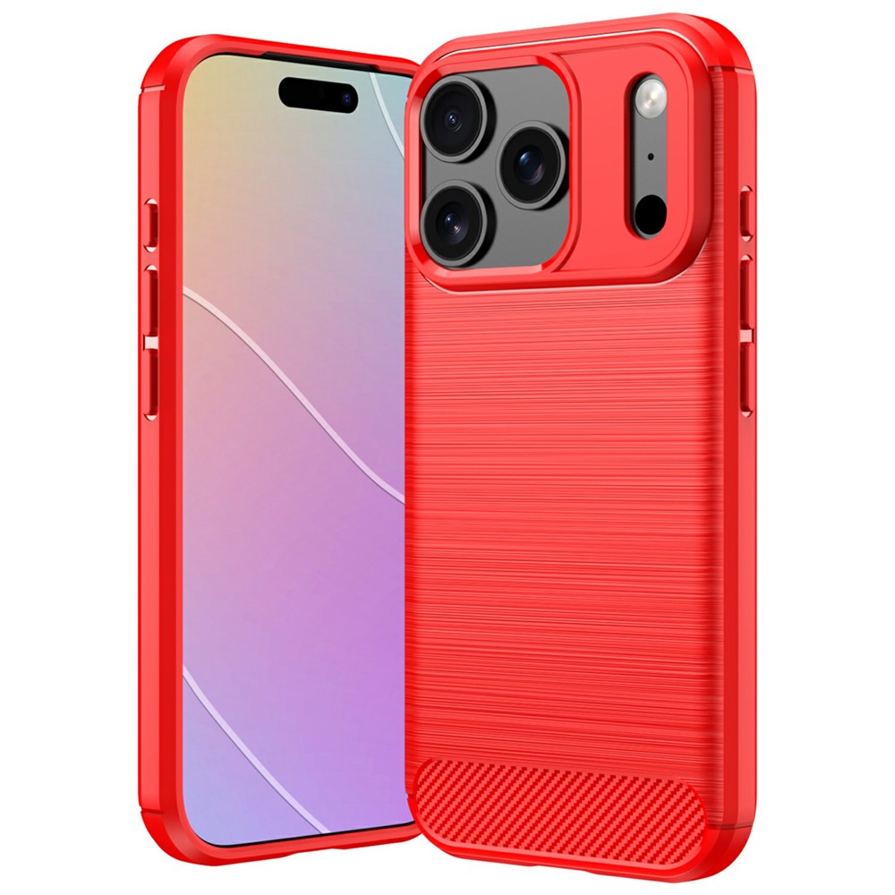  iPhone 18 Pro Max/17 Pro Max Skal Kolfiber Textur Röd