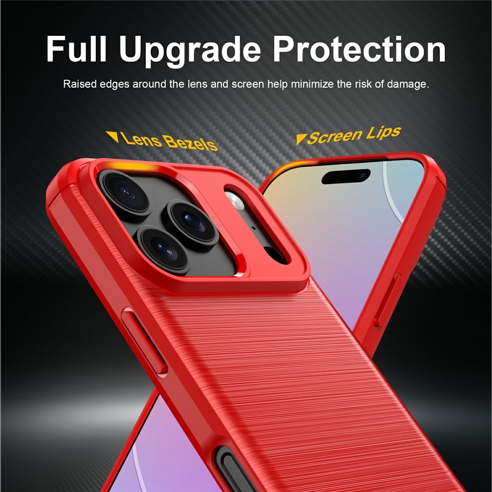  iPhone 18 Pro Max/17 Pro Max Skal Kolfiber Textur Röd