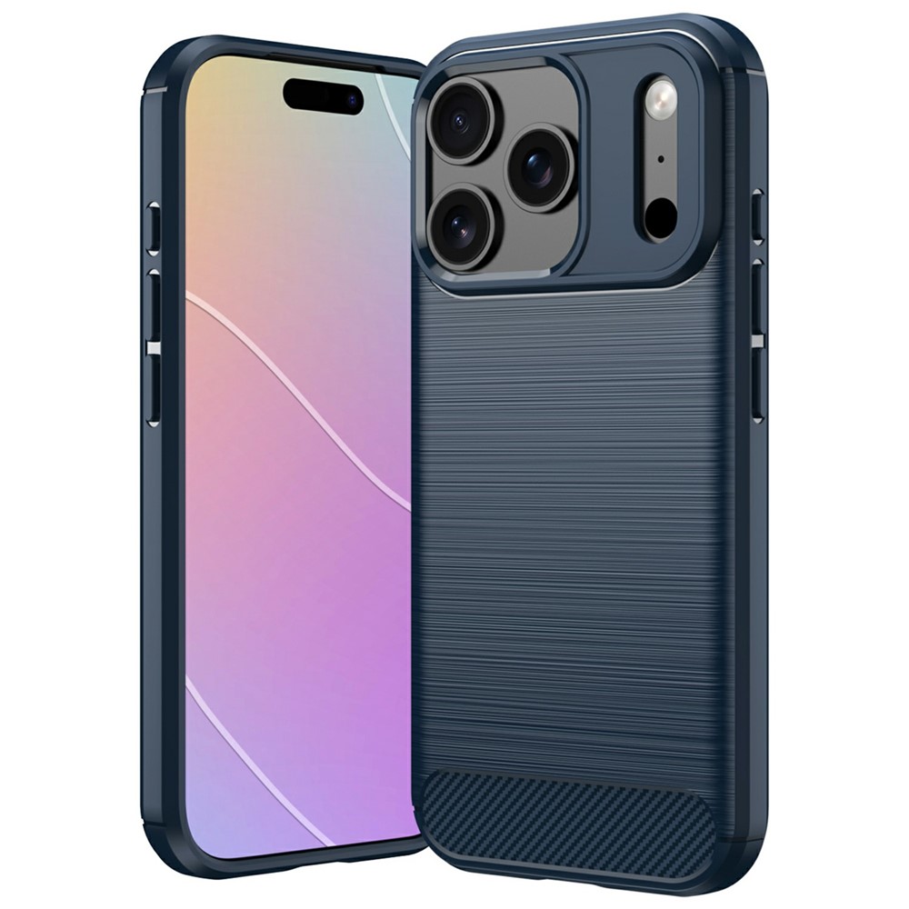  iPhone 18 Pro Max/17 Pro Max Skal Kolfiber Textur Mörk Blå