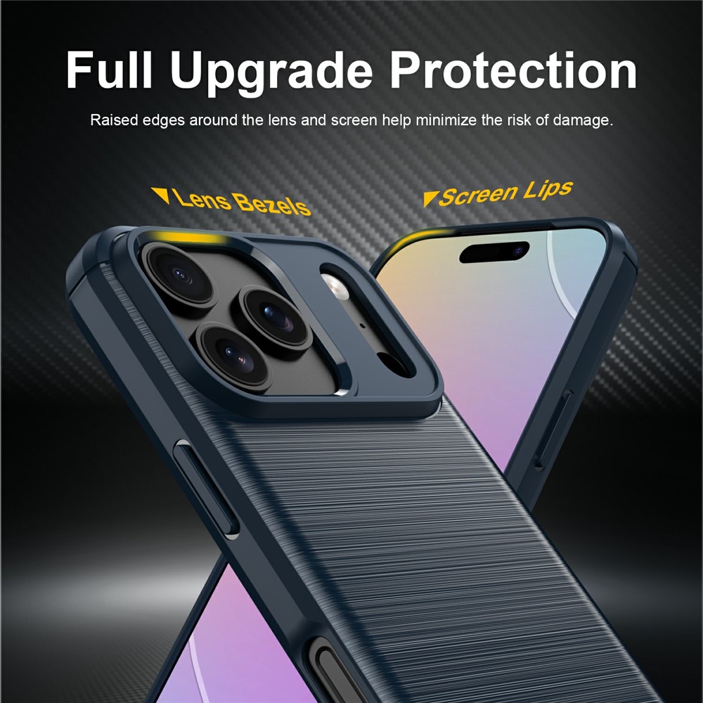 iPhone 18 Pro Max/17 Pro Max Skal Kolfiber Textur Mörk Blå