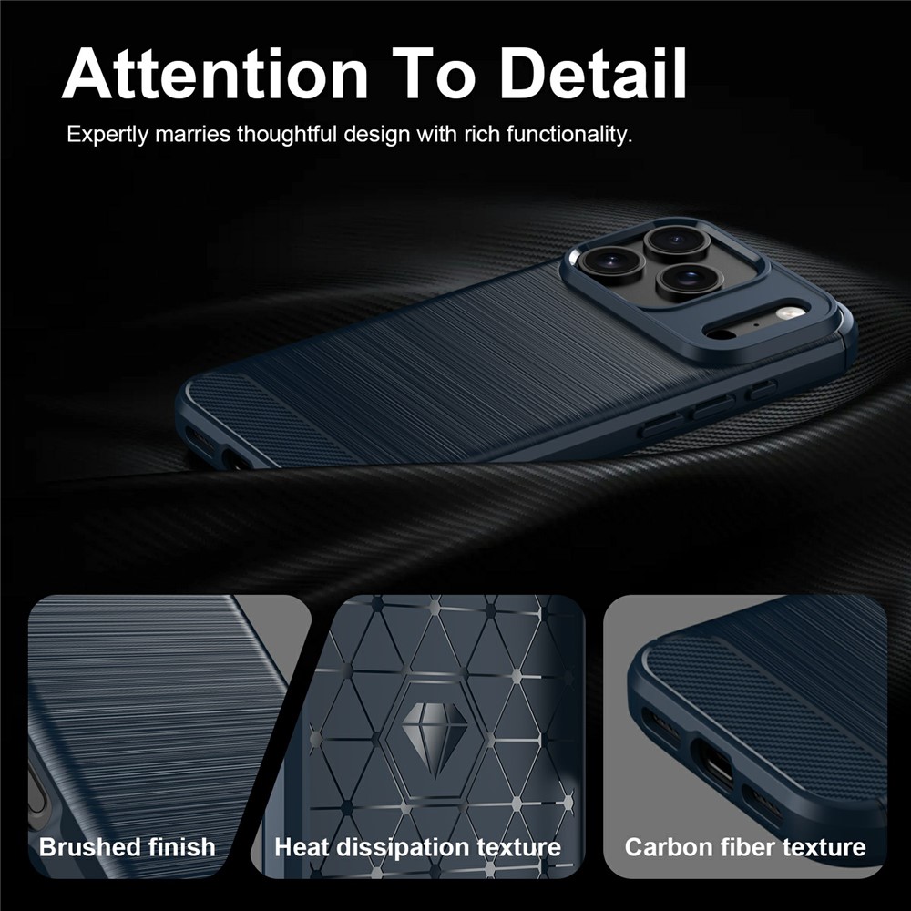  iPhone 18 Pro Max/17 Pro Max Skal Kolfiber Textur Mörk Blå