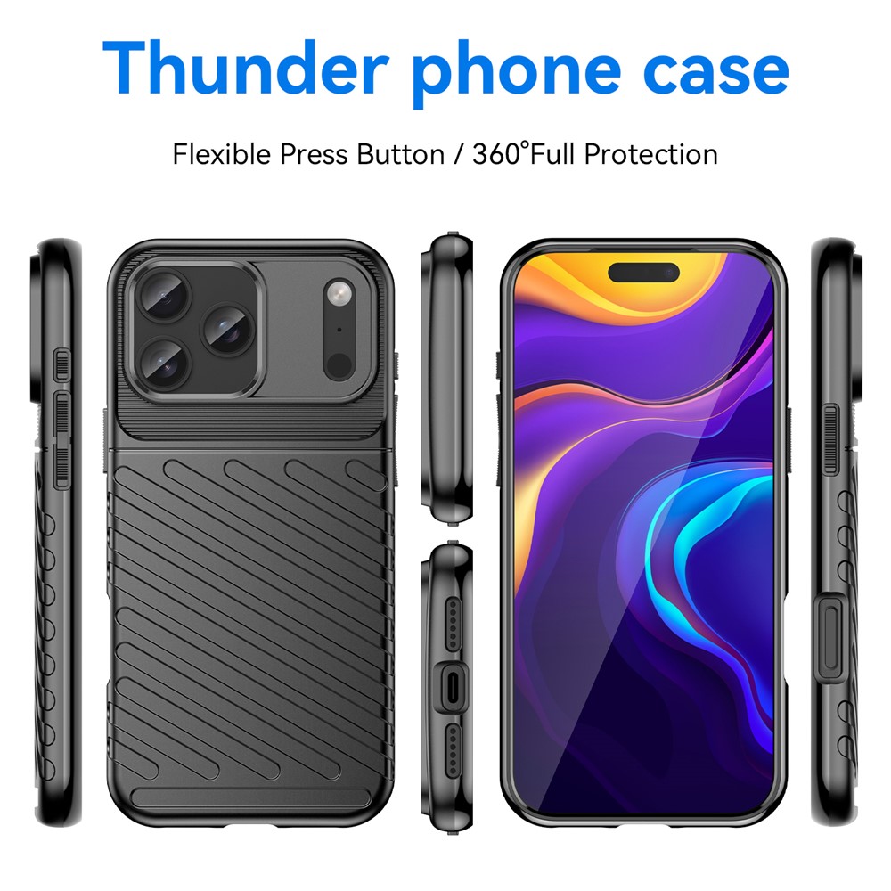  iPhone 18 Pro Max/17 Pro Max TPU Skal Vävt Mönster Svart