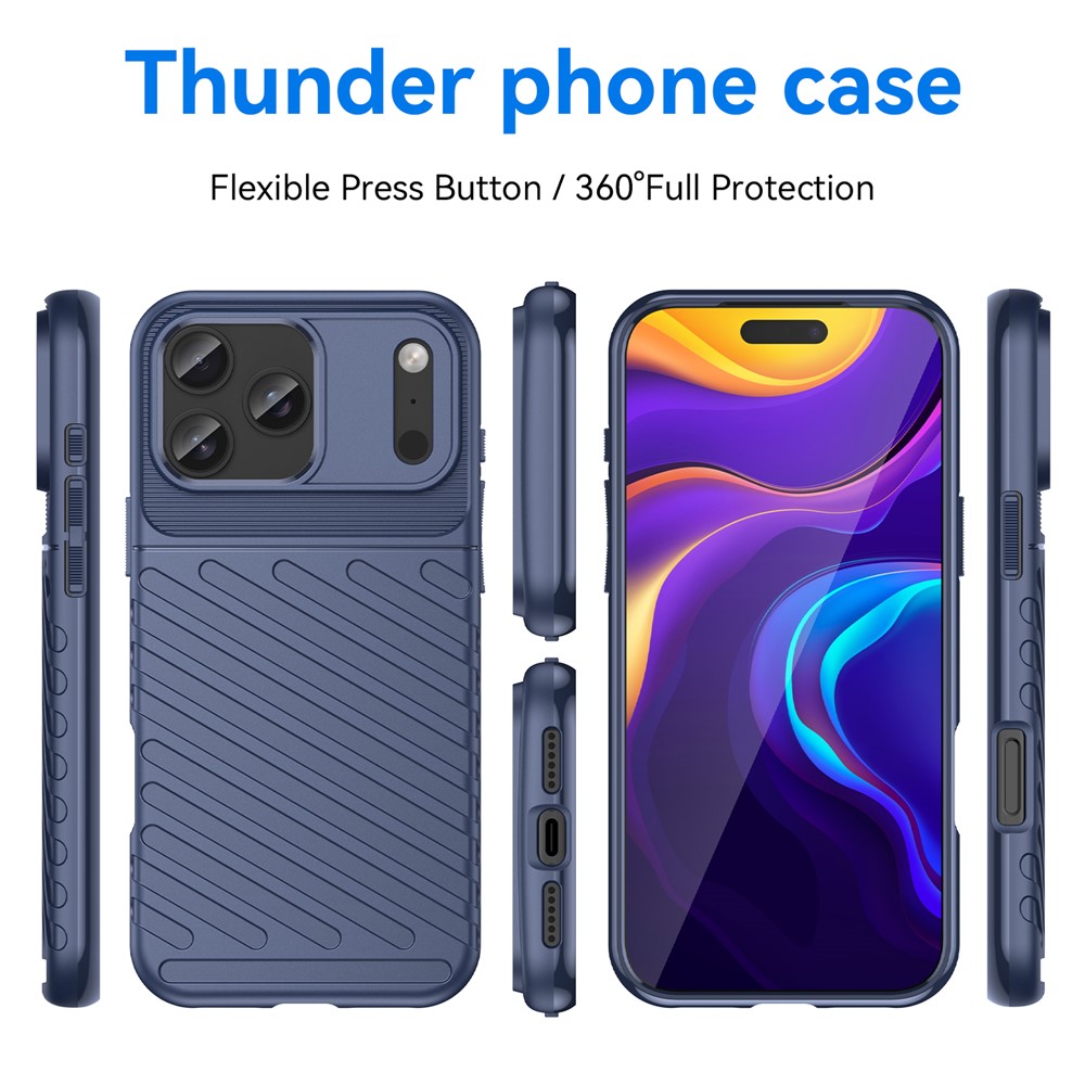  iPhone 18 Pro Max/17 Pro Max TPU Skal Vävt Mönster Blå