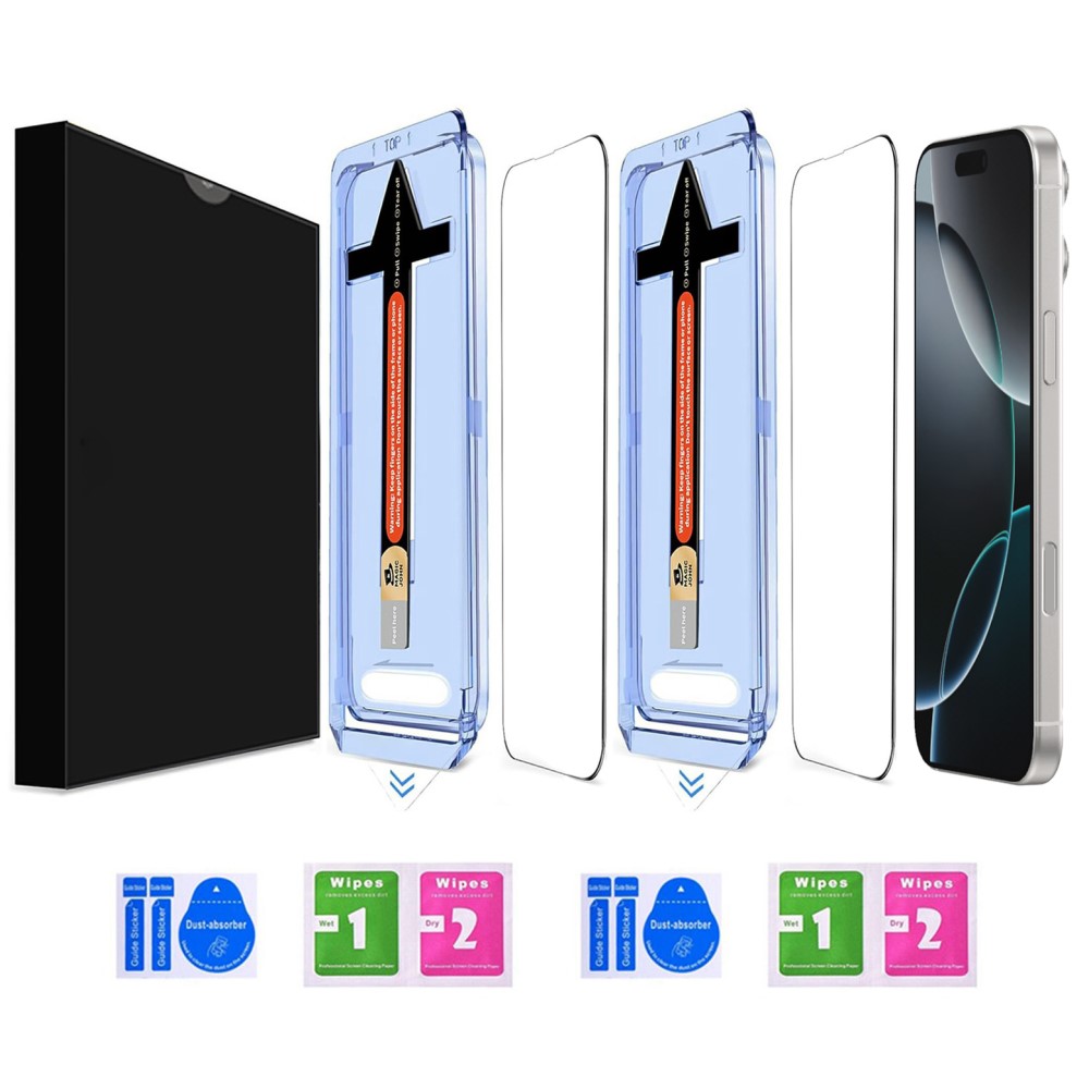  iPhone 16 Pro Max 2-PACK Skärmskydd Heltäckande Härdat Glas