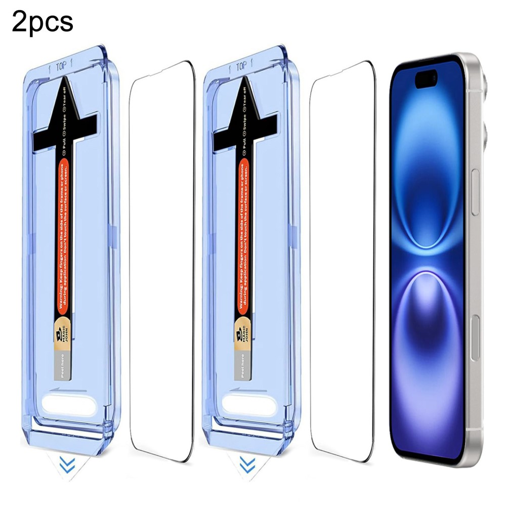  iPhone 16 Plus/15 Plus 2-PACK Skärmskydd Heltäckande Härdat Glas