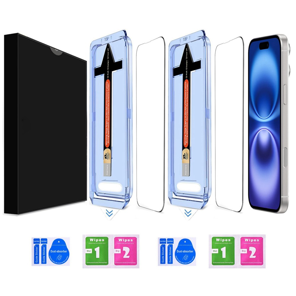  iPhone 16 / 15 2-PACK Skärmskydd Heltäckande Härdat Glas