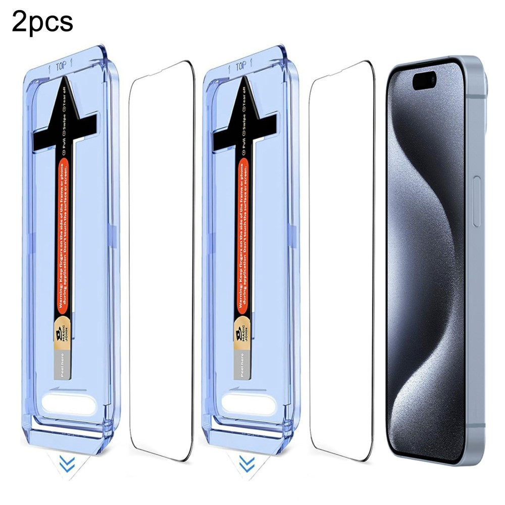  iPhone 15 Pro Max 2-PACK Skärmskydd Heltäckande Härdat Glas