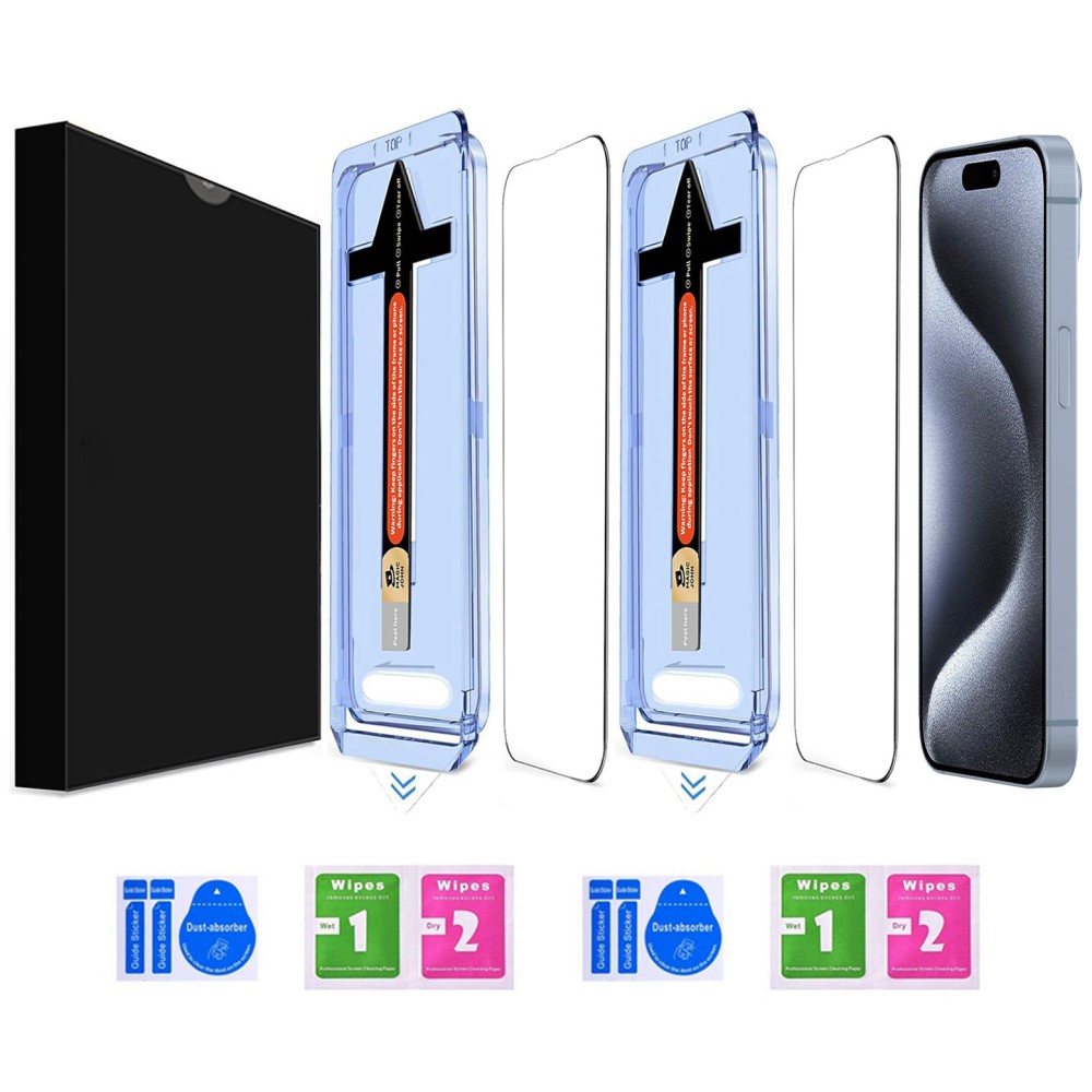  iPhone 15 Pro 2-PACK Skärmskydd Heltäckande Härdat Glas
