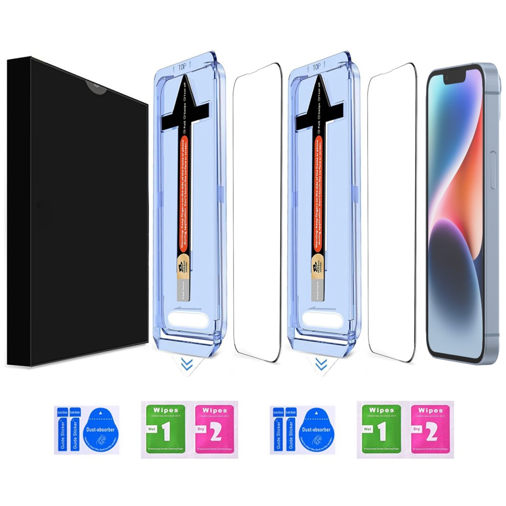  iPhone 14 Plus/13 Pro Max 2-PACK Skärmskydd Heltäckande Härdat Glas