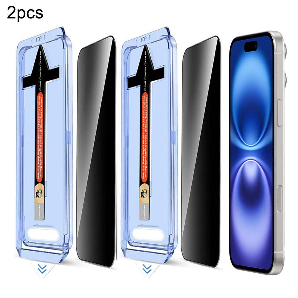  iPhone 16 / 15 2-PACK Skärmskydd Heltäckande Härdat Glas Privacy