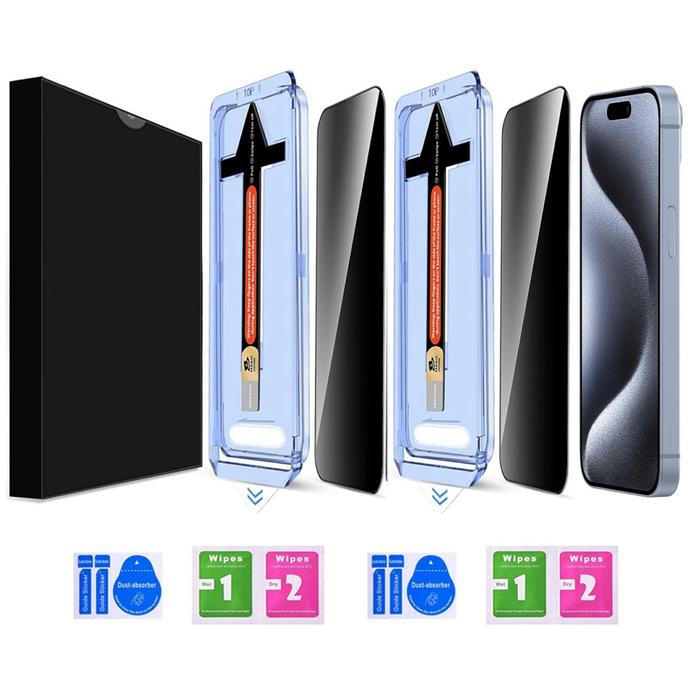  iPhone 15 Pro Max 2-PACK Skärmskydd Härdat Glas Privacy