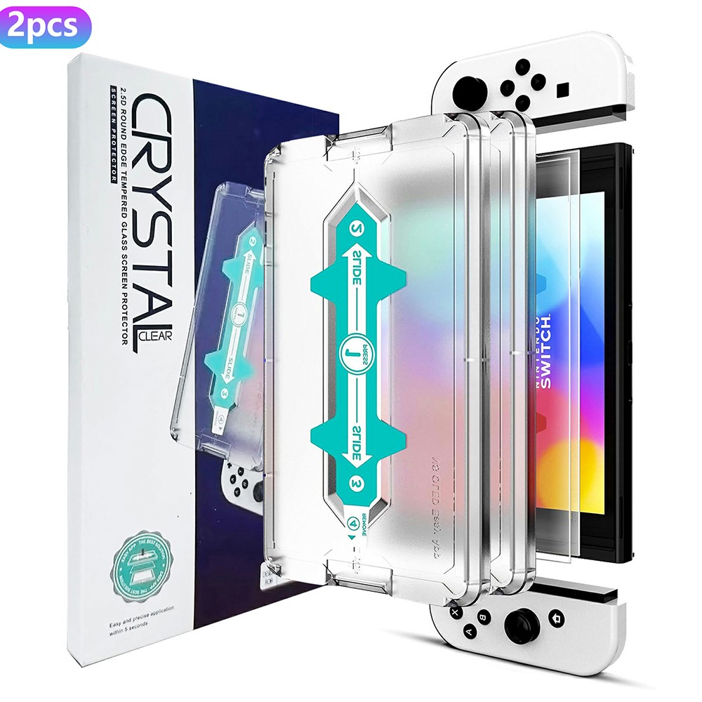  Nintendo Switch OLED 2-PACK Skärmskydd Heltäckande Härdat Glas