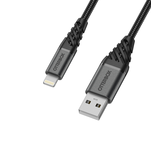 OtterBox OtterBox Premium 1m Lightning - USB-A Kabel Nylonflätad Svart