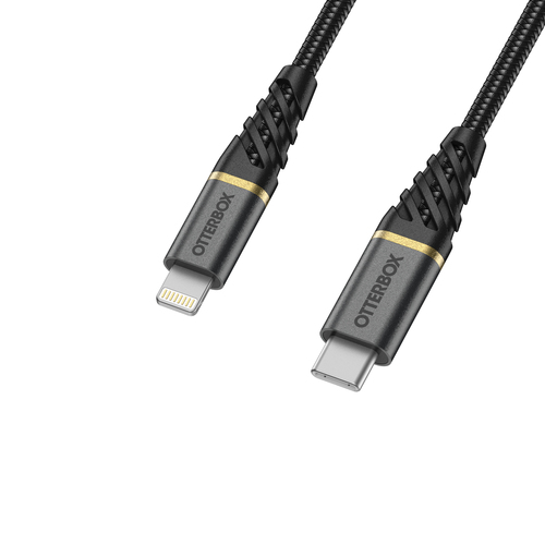 OtterBox OtterBox Premium 2m MFi PD Lightning - USB-C Kabel Nylonflätad Svart