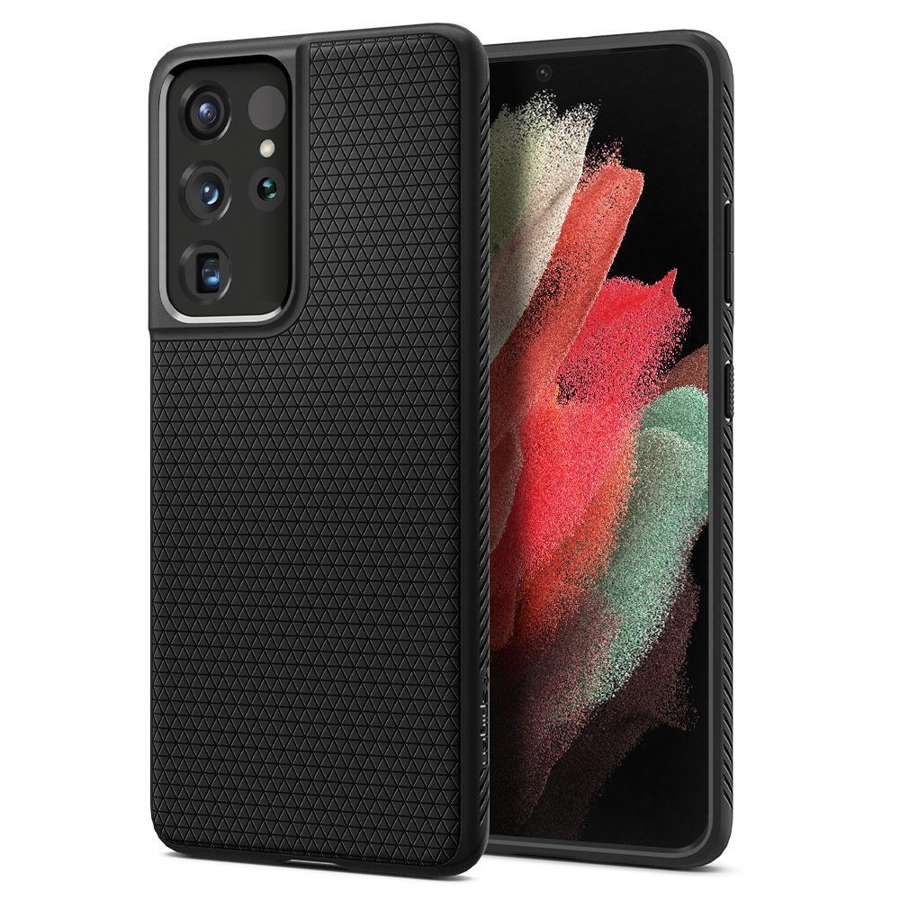 Spigen Samsung Galaxy S21 Ultra - Spigen Liquid Air Skal - Matt Svart