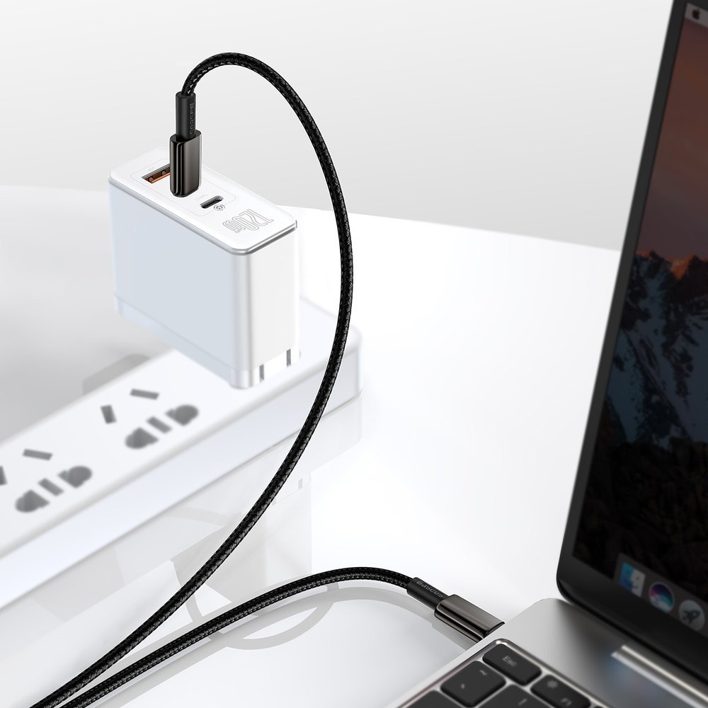 BASEUS Baseus Tungsten 1m 100W 5A PD QC USB-C - USB-C Flätad Nylon Kabel - Svart
